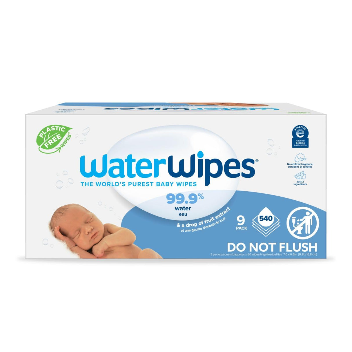 Waterwipes - Baby Wipes Water Based Unscented - -540 Count