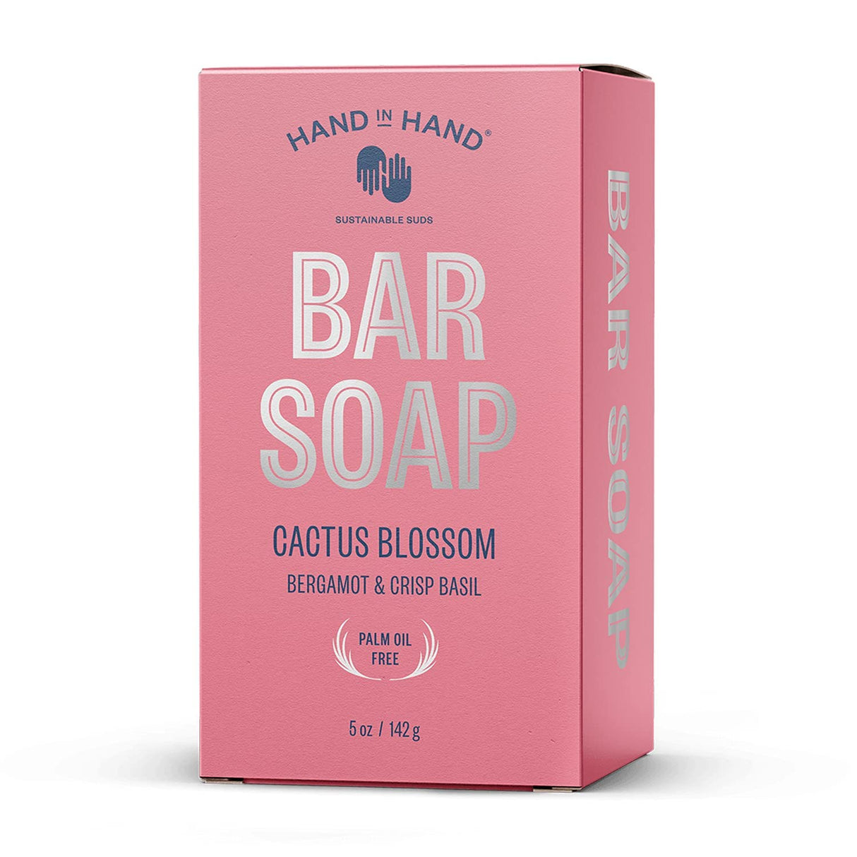Hand in Hand Bar Soap, Nourishing Cleanser For All Skin Types, Organic Shea and Cocoa Butters, 5 Ounce, Bergamot & Crisp Basil, Cactus Blossom Scent, Single